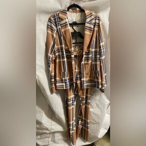 Plaid Blazer and Pants Set (not structured)